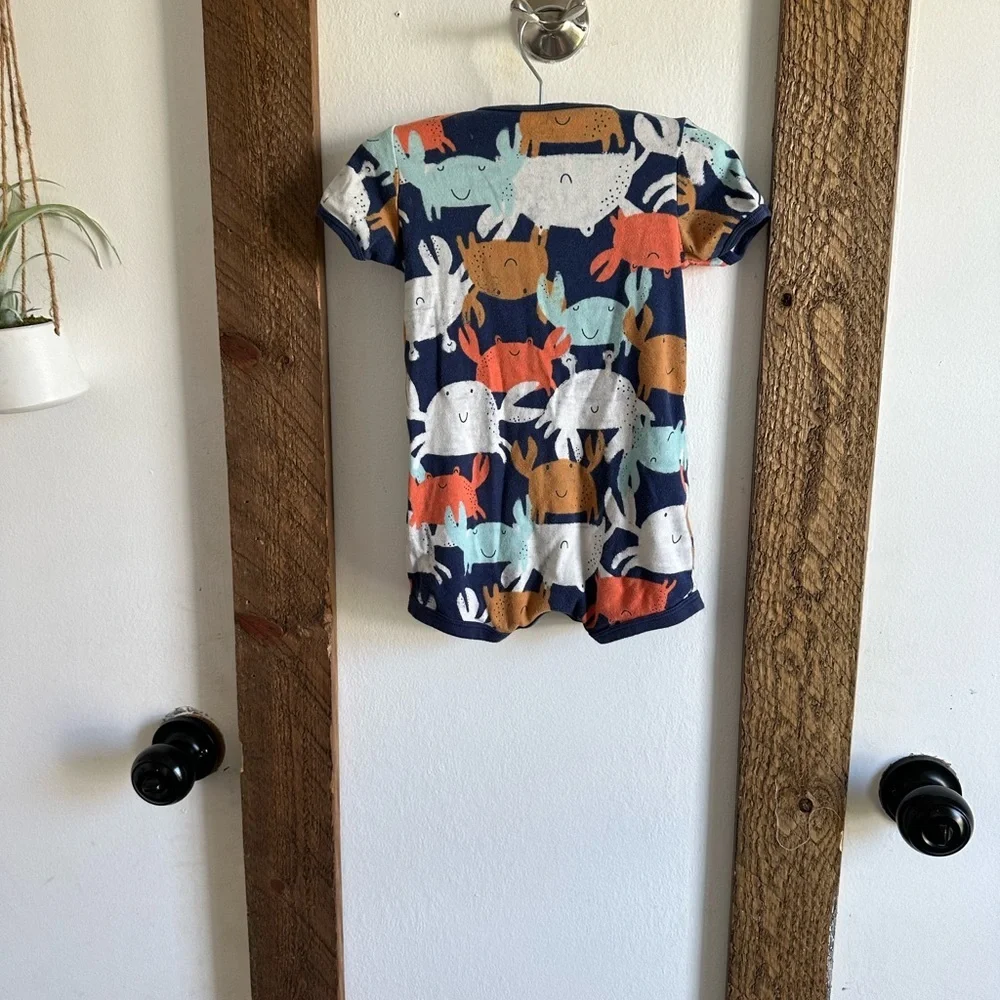 Carter’s 12 Months Baby Boy Vibrant Crab Button Down Romper Super cute